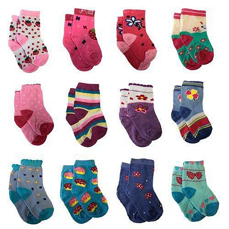 Meias Infantis Cores E Estampas Variadas 1972