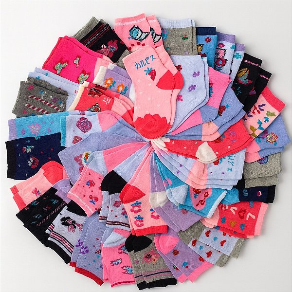 Kit 3 Pares Meia Infantil Bebe Confortável Coloridas Estampadas 369258
