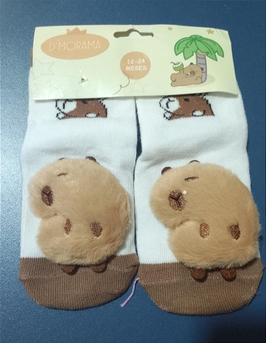 Meias Antiderrapante Capivara Com Chocalho 12124