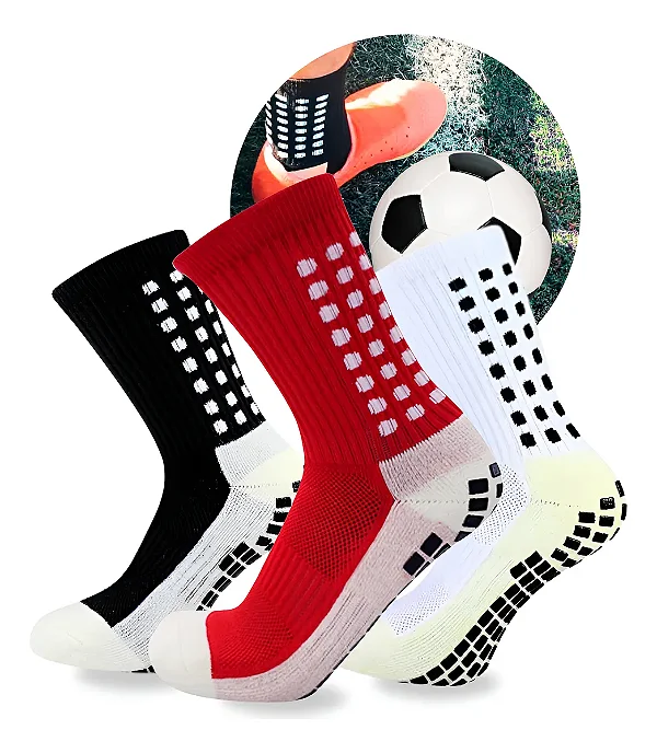 Meias Antiderrapantes Masculinas de Futebol  D'Morama 124578