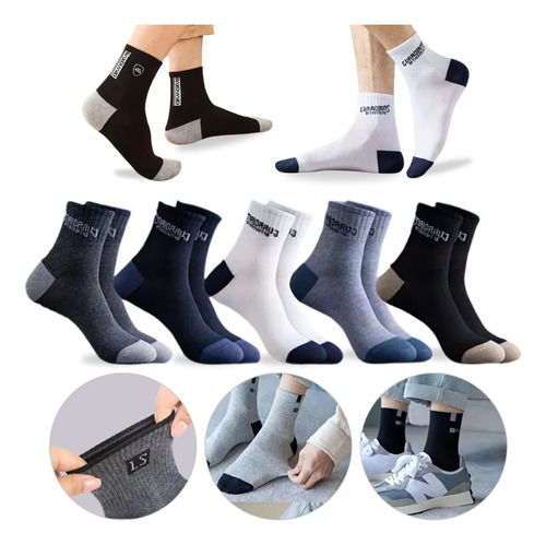 Kit 3 Pares Meia Soquete Unissex Casual Cano Alto 235689