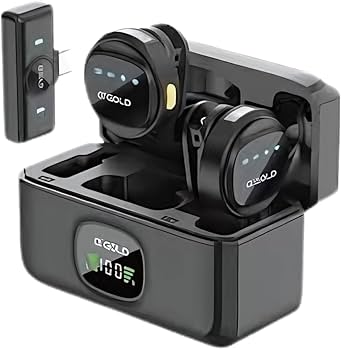 Microfone de Lapela Sem Fio Tipo C Kit Duplo com Case de Carregamento | Compatível com iPhone