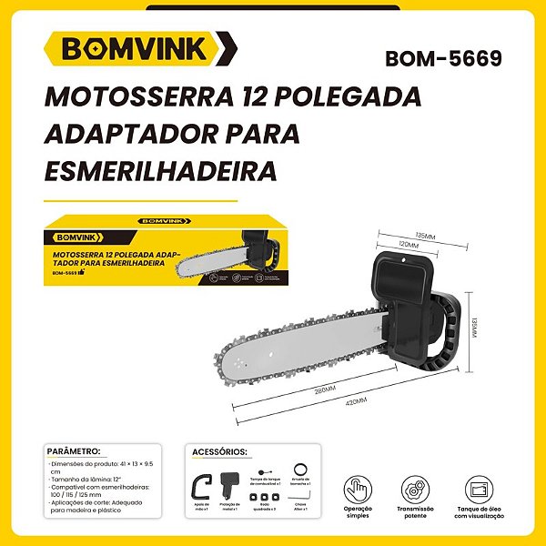 Moto Serra 12 Polegadas Adaptador Para Esmerilhadeira BOMVINK BOM-5669