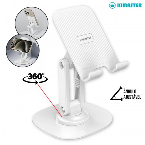 Suporte De Mesa Branco Para Celular e Tablet Kimaster SU126