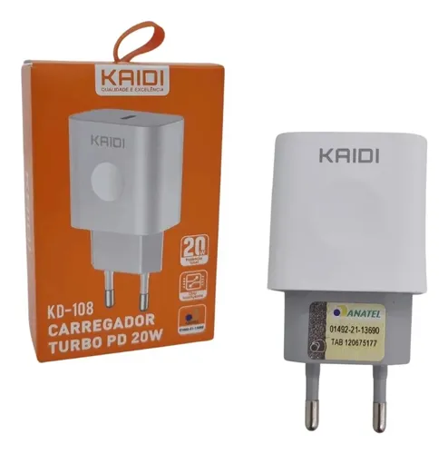 Fonte Carregador Entrada Tipo C Celular Turbo Pd 20w Kd-108