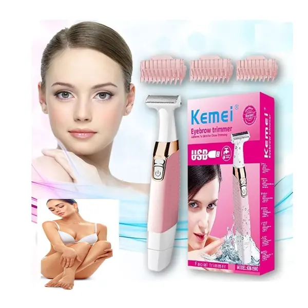Depilador Aparador De Pelos Intimos Kemei KM-1900 - Rosa