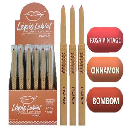 Lápis Labial 2 em 1 Mahav Dia a Dia – Contorno Preciso e Batom Matte