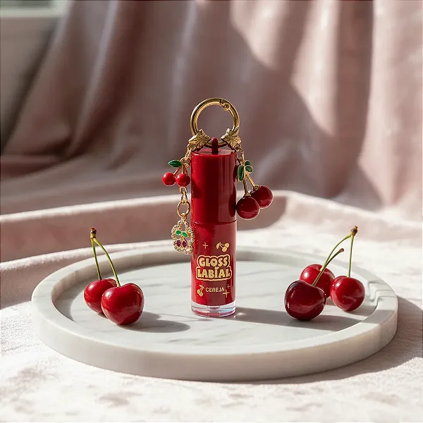 Lip Gloss Labial Cherry Bomb Cereja Chaveiro Miss Victory