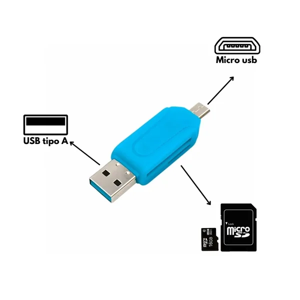 Leitor De Cartão SD/TF e OTG Micro USB (V8) Adaptador 2 em 1 LE-5555