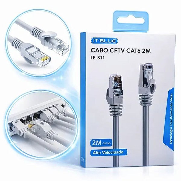 Cabo De Rede RJ45 CAT6 1000Mbps 2M  IT.BLUE  LE-311