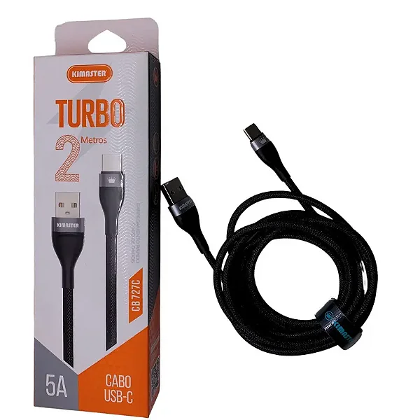 Cabo USB-C Reforçado em Nylon 2 Metros CB727C – Ultra Resistente e Rápido