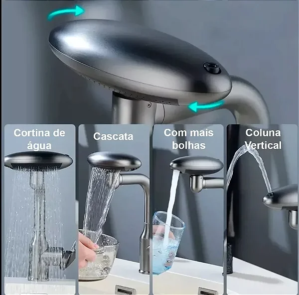 Torneira De Cozinha Cascata 360 Rotação 4 Funções Bocal TOR-360