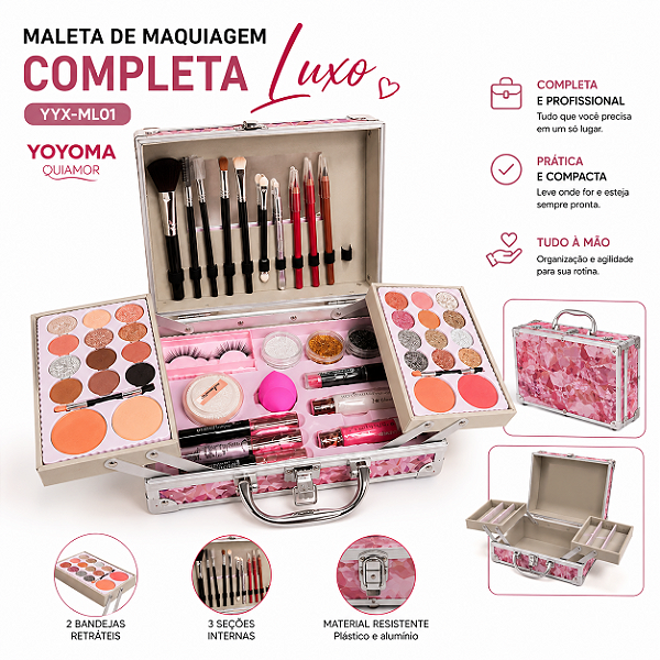 Maleta Maquiagem Completa Luxo YYX-ML01