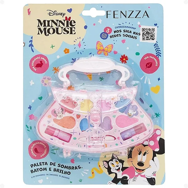 Paleta de Sombras, Batom e Brilho Minnie Mouse – Fenzza