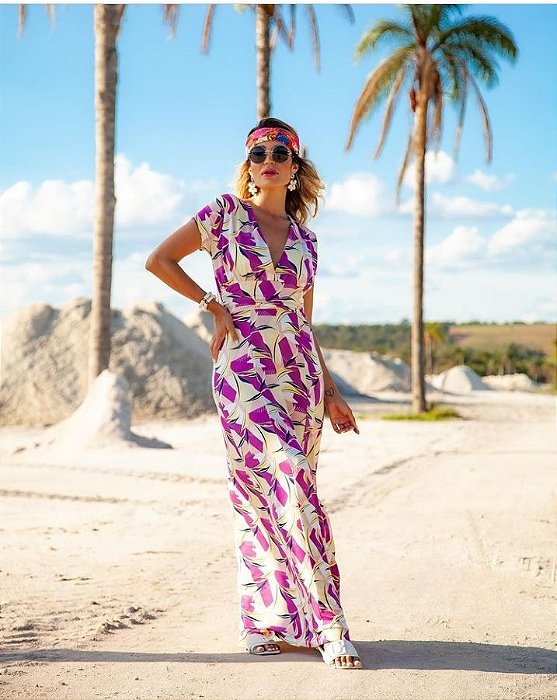 Vestido longo com manga