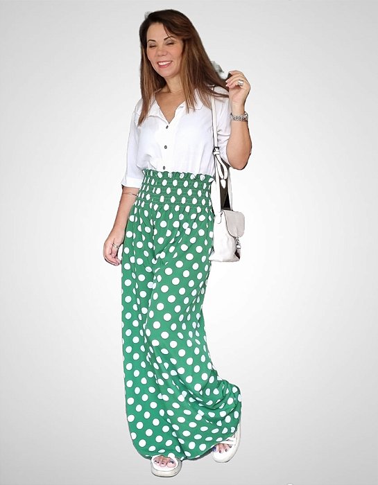 Calça verde de poá