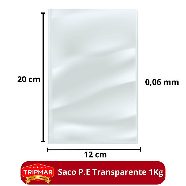 Saco Plástico P.E 1Kg Diversas Medidas - Baixa Densidade