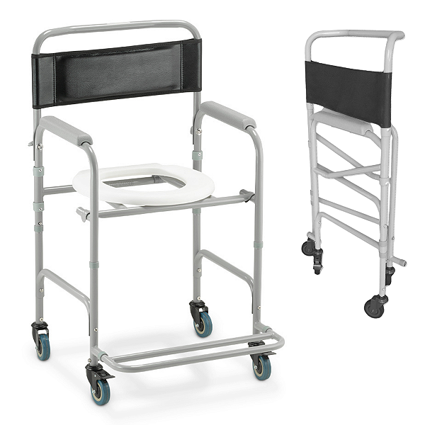 Cadeira De Banho Dobrável Higienica Com Rodas 100kg - Dellamed D30