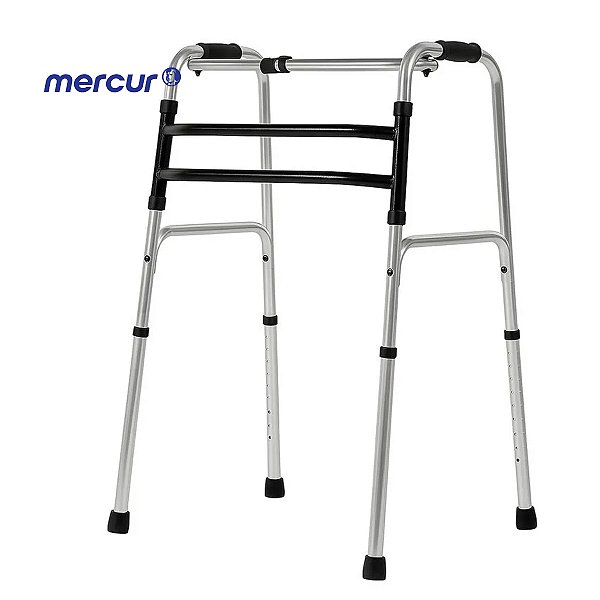 Andador para Idoso Fixo e Articulado Ortopédico Dobrável 3 Barras 130kg - Mercur