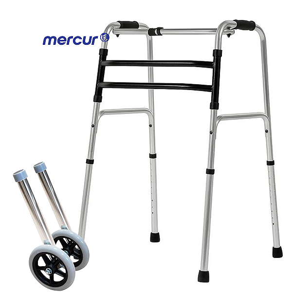 Andador para Idoso com Rodas Dobrável Fixo e Articulado 3 Barras 130kg - Mercur 3 em 1