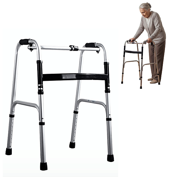 Andador 2 Barras Dobrável em Aço Até 120Kg - Supermedy