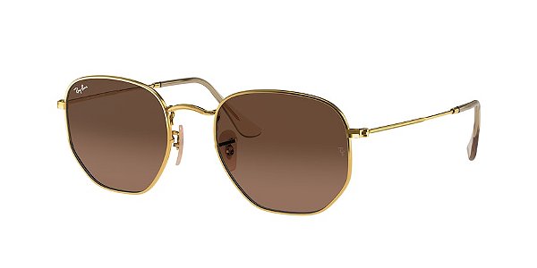 RAY-BAN HEXAGONAL RB3548NL-54-912443 DOURADO/MARROM DEGRADE