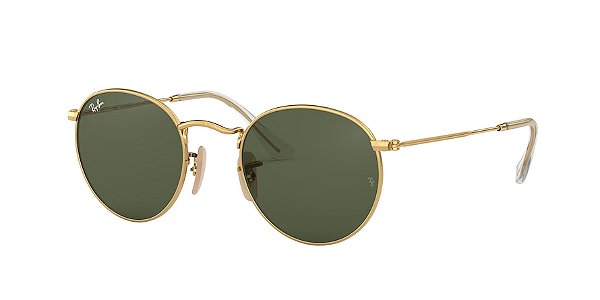 RAY-BAN ROUND FLAT RB3447NL-53-001 DOURADO/VERDE