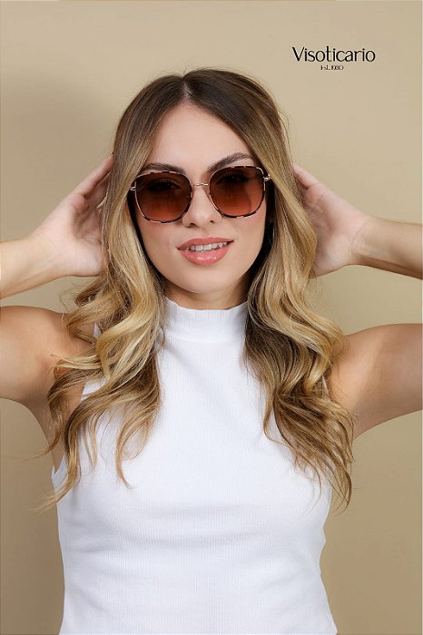 Óculos de Sol Michael Kors Empire Square 2 MK1129J-56-110813 Ouro Lente degradê Rosa/ Marrom