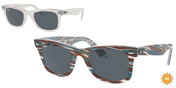 Ray-Ban Wayfarer RB2140-50-1407R5 Fotocromática Azul-clara listrada Lente Azul