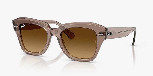 Óculos de sol Ray-Ban State Street RB2186-49-682785 Marrom-claro transparente lentes Marrom degradê