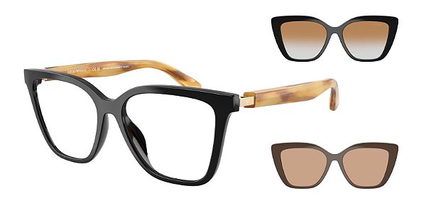 Óculos de sol Emporio Armani EA4254U-54-62691W Preto brilhante lentes Transparente - 2 Clip-on