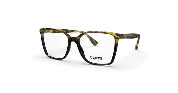 Oculos de Grau Vertz VZ51069-54-4719 Preto topo rajado amarelado