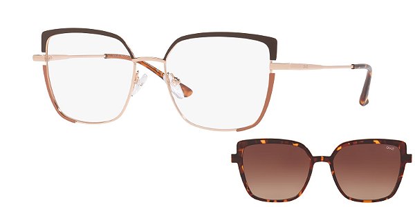 Óculos de Sol Grazi Clip GZ2020-53-N488 Havana brilhante lentes Marrom-escuro