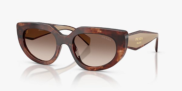 Óculos de Sol Prada PRD02S-53-00K10S Tartaruga caramelo lentes Marrom degradê