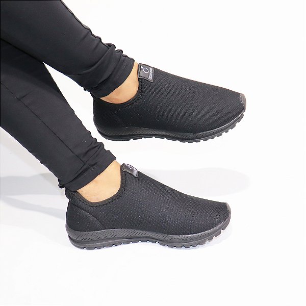 Tênis Meia STE222 Salete de Moda Feminina Preto/Preto