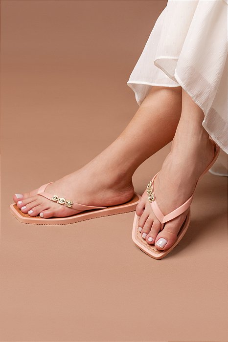 Chinelo STE252 ABS Pedrinhas na cor Nude
