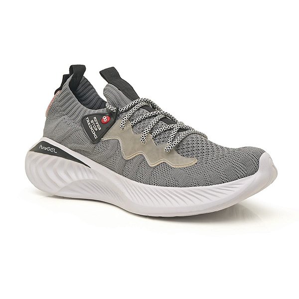 Tênis Masculino Cinza de Alto Conforto Solado de E.V.A para Caminhada Academia