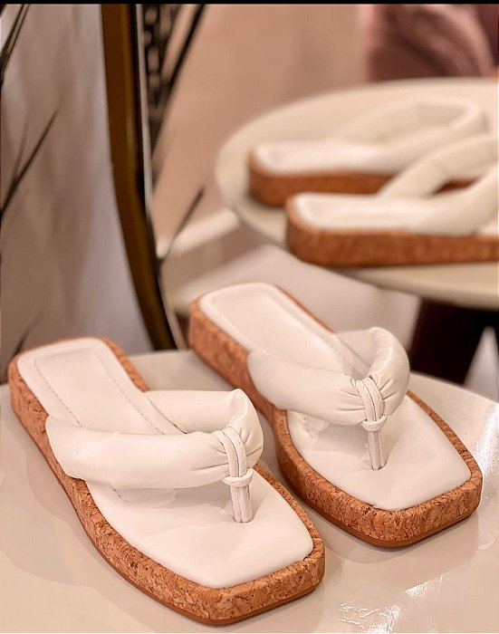 Papete Salete Modelo Tira Confort Off White