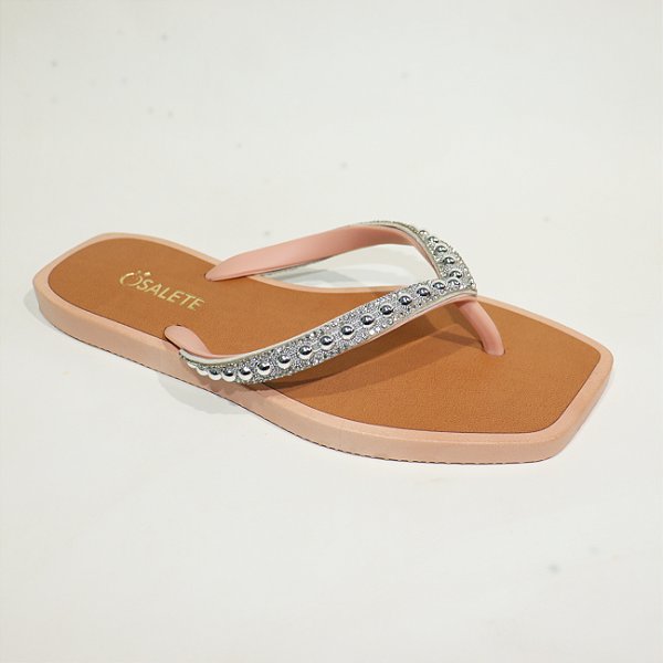 Chinelo STE64 Salete com Strass e Meia Pérola Cristal