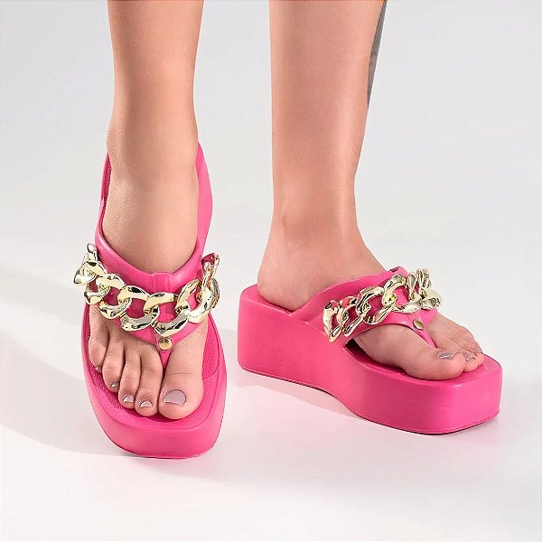 Tamanco Delta Corrente Evva Hit Pink Leve Macio e Confortável