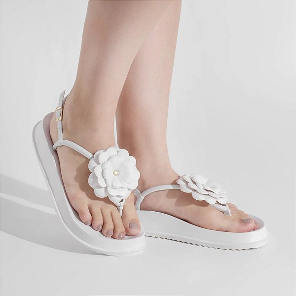 Sandália Polly de EVA Flor Leve Macia e Confortável Branco