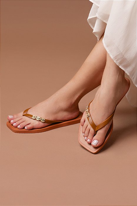 Chinelo Salete STE252 ABS Pedrinhas Caramelo