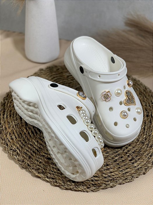 Babuche de EVA Com Bottons Leve Macio e Confortável Off White