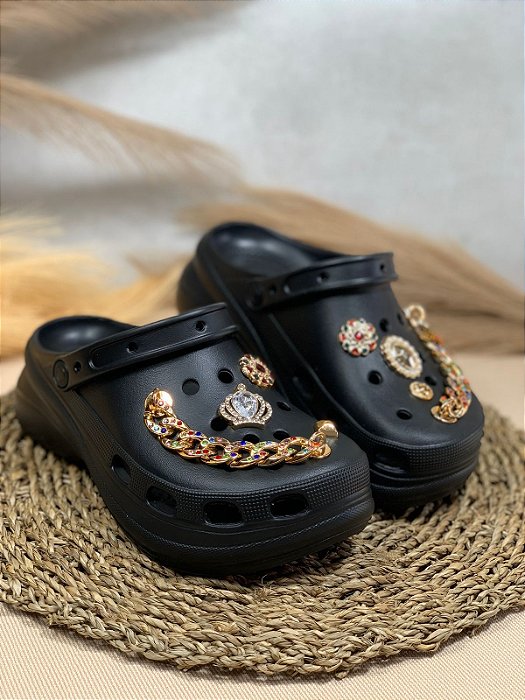 Babuche de EVA Com Bottons Leve Macio e Confortável Preto