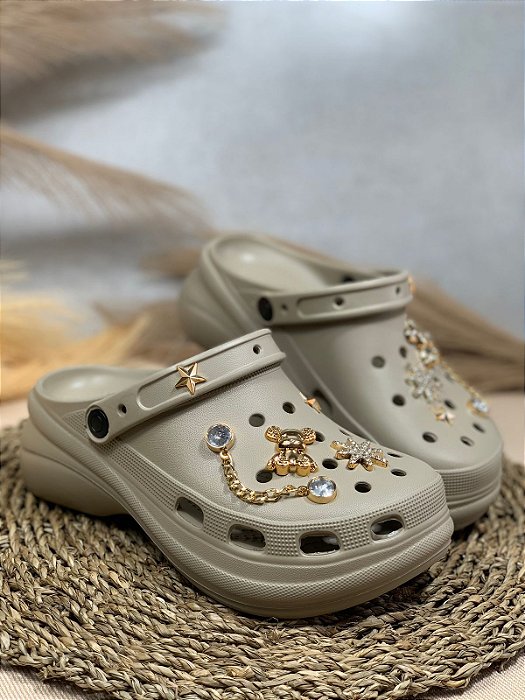 Babuche de EVA Com Bottons Leve Macio e Confortável Cinza