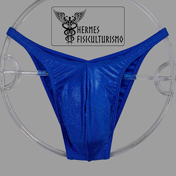 Sunga Bodybuilder Azul Real Brilhante Holográfica - Corte Pró