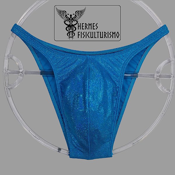 Sunga Bodybuilder Azul Turquesa Brilhante Holográfica - Corte Pró