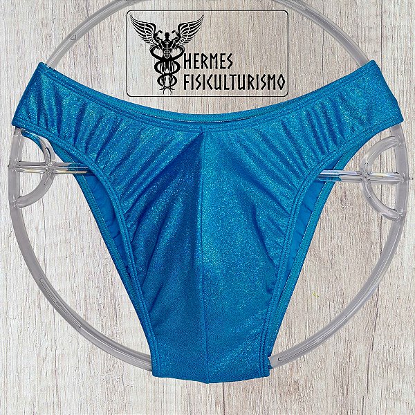 Sunga Bodybuilder Azul Turquesa Brilhante Holográfica - Corte IFBB