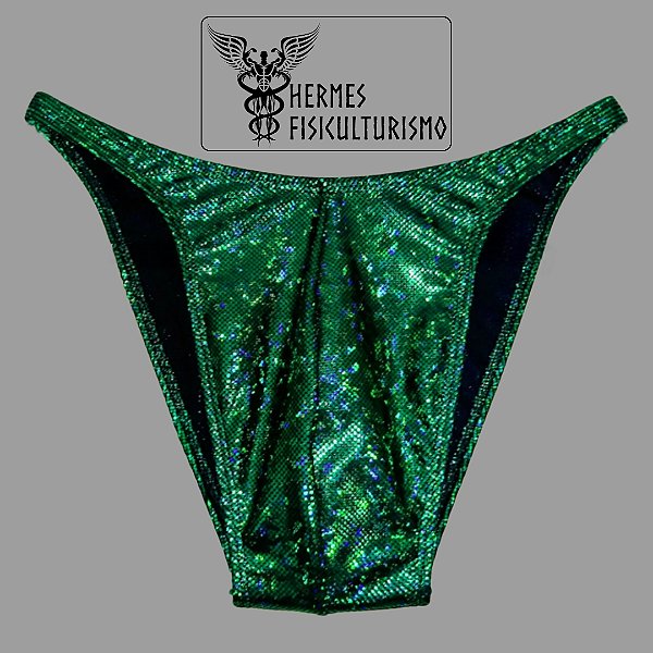 Sunga Bodybuilder Esmeralda Holográfica - Corte Tradicional