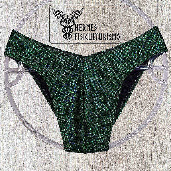 Sunga Bodybuilder Esmeralda Holográfica - Corte IFBB